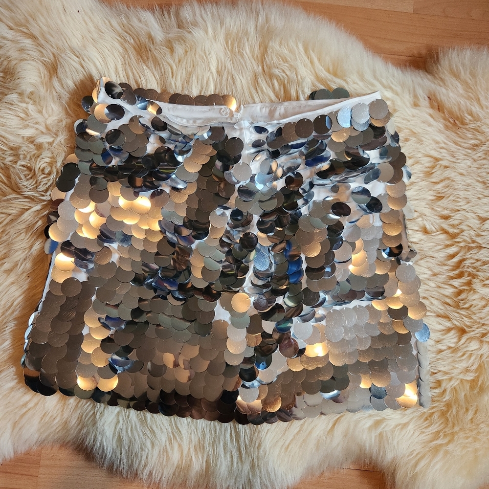 Silver Sequin Pencil Skirt